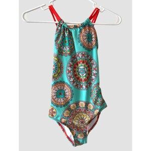 Kanu Surf Jasmine Multicolor One Piece Swimsuit Girls Size 14 Teal Tribal